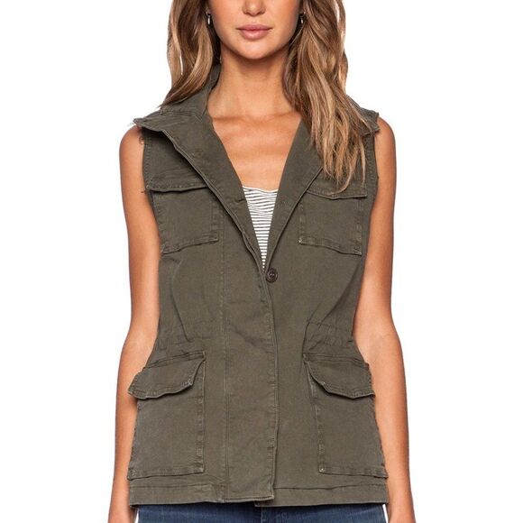 J Brand Distress Trooper Vest Jacket Olive  Sz S NWOT 248.00 - Picture 1 of 6